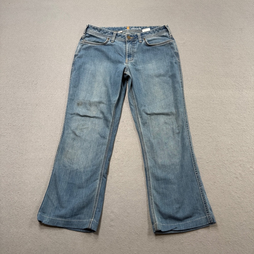 Carhartt Jeans Women's 8 Blue Denim Medium Wash Relaxed Fit Mid Rise Workwear‎